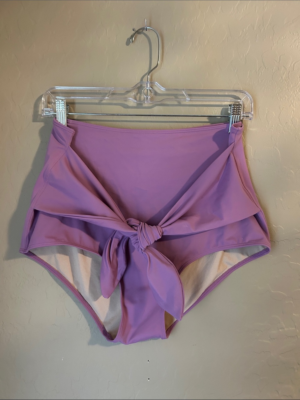 Kortni Jeane High-Waist Tie-Front Panty Bottoms- Lavender Purple